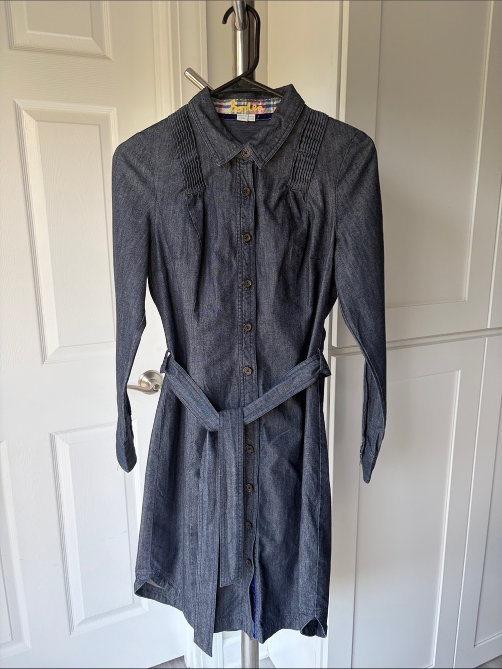 Boden Denim Dark Blue Button-Front Shirt Dress, US 4R.